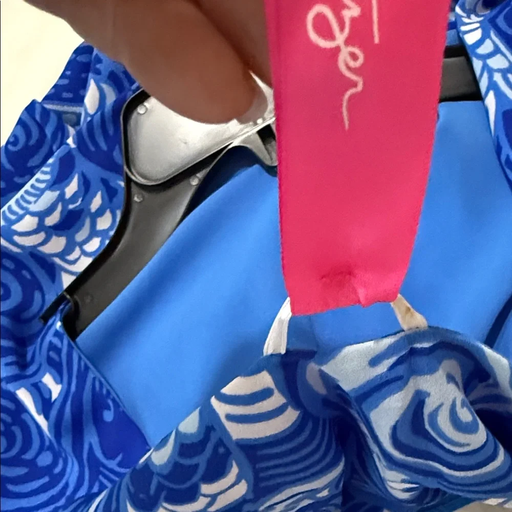 Lilly Pulitzer Blue & White Offishal Print Reversible Blouse NEW XL - Picture 13 of 14